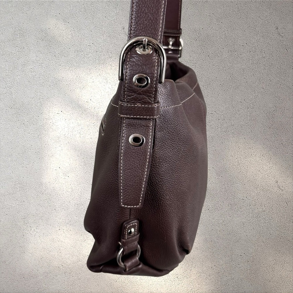 Coach F15064 Brown Pebbled Leather Slouchy Hobo Shoulder Crossbody Bag - Picture 5 of 10